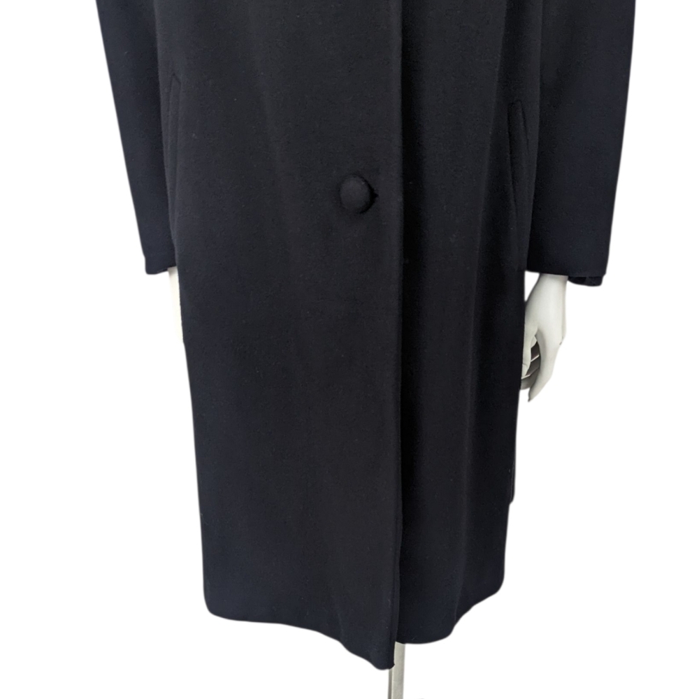 Vintage 60s Fur Collar Cashmere Coat Jacket Womens Medium Black Mink Brown - Picture 9 of 16